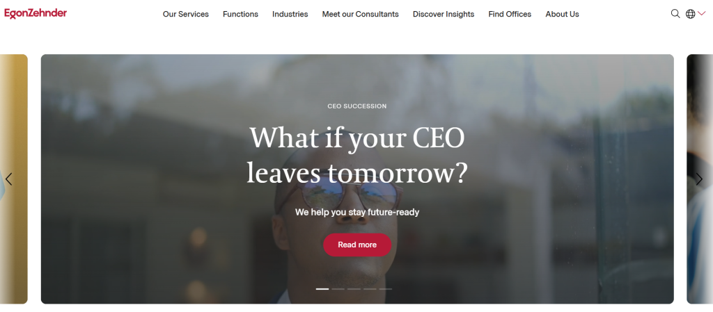 Website of Egon Zehnder Indonesia, an executive search firm in Jakarta (August 2025)