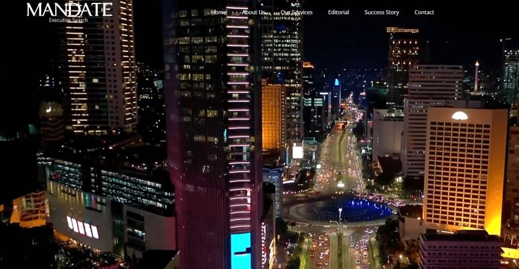 Website of Mandate Executive Search, an executive search firm in Jakarta (August 2025)