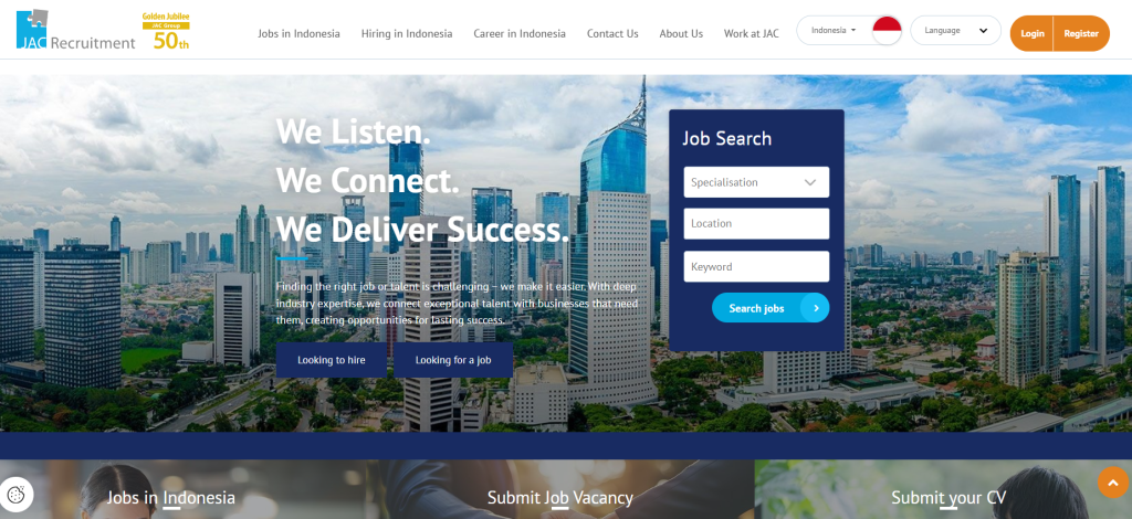 Website of JAC Recruitment Indonesia (July 2025)